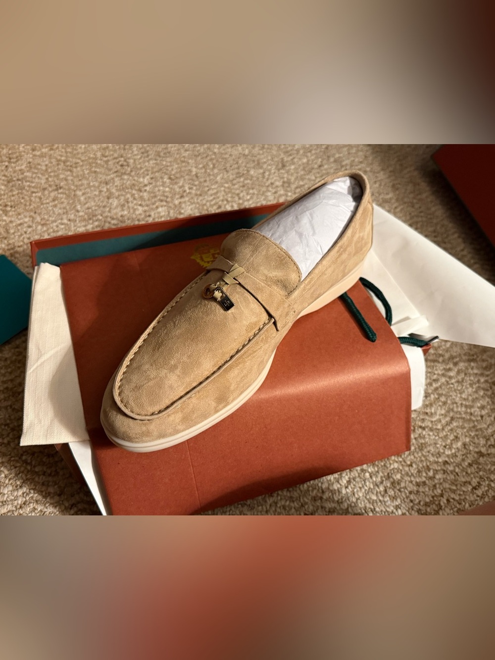 Loro Piana Beige Suede Penny Loafer